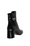 Black leather ankle boots for women Prada - logo. 100% genuine leather. Heel height: 7 centimeters. zipper. Country of manufacture: Italy. Care: specialized cleaning - photo 4