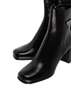 Prada Black leather ankle boots for women - logo. 100% genuine leather. Heel height: 7 centimeters. zipper. Country of manufacture: Italy. Care: specialized cleaning - photo 5