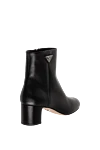 Women's black leather ankle boots Prada - logo. 100% genuine leather. Heel height: 4 centimeters. zipper. Country of manufacture: Italy. Care: specialized cleaning - photo 4