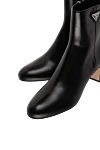 Prada Women's black leather ankle boots - logo. 100% genuine leather. Heel height: 4 centimeters. zipper. Country of manufacture: Italy. Care: specialized cleaning - photo 5