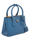 Prada Сумка зі шкіри блакитна жіноча - позолочена металева фурнітура, фактурна поверхня, нашитий логотип. блискавка. 100% натуральна шкіра. Країна виробник: Италия. Догляд: спеціалізоване чищення - фото 3