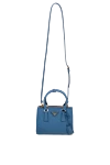 Сумка зі шкіри блакитна жіноча Prada - позолочена металева фурнітура, фактурна поверхня, нашитий логотип. блискавка. 100% натуральна шкіра. Країна виробник: Италия. Догляд: спеціалізоване чищення - фото 4
