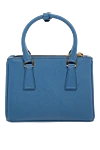 Prada Сумка зі шкіри блакитна жіноча - позолочена металева фурнітура, фактурна поверхня, нашитий логотип. блискавка. 100% натуральна шкіра. Країна виробник: Италия. Догляд: спеціалізоване чищення - фото 5