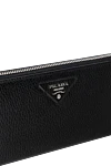 Портмоне зі шкіри чорне жіноче Prada - логотип. 100% натуральна шкіра. Країна виробник: Италия. Догляд: спеціалізоване чищення - фото 4