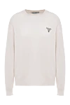 Prada White cashmere jumper for women - embroidered logo. 100% cashmere. Country of manufacture: Italy. Care: specialized cleaning - photo 1