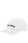 Miu Miu Women's white cotton cap - logo. 100% cotton. Country of manufacture: Italy. Care: specialized cleaning - photo 3