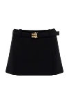 Miu Miu Black wool skirt for women - Decoration: gold-plated buckle. 98% wool, 2% elastane. Fastener: belt. Country of manufacture: Italy. Care: specialized cleaning - photo 1