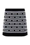 Miu Miu Black wool skirt for women - contrasting stripes, logo. 100% wool. elastic belt. Country of manufacture: Italy. Care: specialized cleaning - photo 1