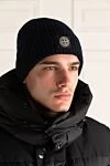 Шапка із вовни синя чоловіча Stone Island - логотип. 100% вовна. Країна виробник: Італія. Догляд: спеціалізоване чищення - фото 2