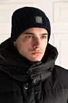 Шапка із вовни синя чоловіча Stone Island - логотип. 100% вовна. Країна виробник: Італія. Догляд: спеціалізоване чищення - фото 2