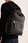 Backpack made of genuine leather, black Tom Ford - 100% genuine leather. Closure: zipper. front zip pocket. Country of manufacture: Italy. Care: specialized cleaning - photo 2