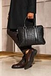 Сумка через плече із натуральної шкіри чорна Bottega Veneta - плетена шкіра. 100% натуральна шкіра. блискавка. передня кишеня на блискавці. Країна виробник: Італія. Догляд: спеціалізоване чищення - фото 8