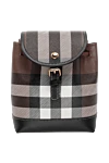 Burberry Women's backpack made of cotton and polyurethane brown - contrasting checkered pattern. 55% cotton, 45% polyurethane. Fastener: magnetic button. Country of manufacture: Italy. Care: specialized cleaning - photo 1