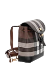 Burberry Women's backpack made of cotton and polyurethane brown - contrasting checkered pattern. 55% cotton, 45% polyurethane. Fastener: magnetic button. Country of manufacture: Italy. Care: specialized cleaning - photo 3