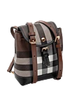 Burberry Women's backpack made of cotton and polyurethane brown - contrasting checkered pattern. 55% cotton, 45% polyurethane. Fastener: magnetic button. Country of manufacture: Italy. Care: specialized cleaning - photo 5