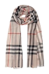 Burberry Women's beige wool and silk scarf - checkered pattern. 51% wool, 49% silk. Country of manufacture: Italy. Care: specialized cleaning - photo 1