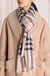 Women's beige wool and silk scarf Burberry - checkered pattern. 51% wool, 49% silk. Country of manufacture: Italy. Care: specialized cleaning - photo 2