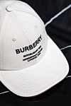 Women's white cotton cap Burberry - logo. 100% cotton. Country of manufacture: Italy. Care: specialized cleaning - photo 6