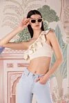 Солнцезащитные очки из ацетата бежевые женские Celine - логотип на скобке. 100% ацетат. Страна производитель: Франция. Уход: специализированная чистка - фото 6