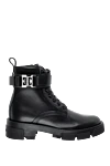 Givenchy Black leather boots for women - logo buckle. 100% genuine leather. Heel height: 4.5 centimeters. zipper. Country of manufacture: Italy. Care: specialized cleaning - photo 1