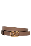 Valentino Beige leather belt for women - Decoration: gold-plated buckle with logo. 100% genuine leather. buckle. Country of manufacture: Italy. Care: specialized cleaning - photo 1