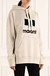 Isabel Marant Hoodie made of cotton and polyester beige for women - hood. Decoration: logo print, front pocket. 88% cotton, 12% polyester. Country of manufacture: Italy. Care: specialized cleaning - photo 3