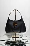 Black leather bag for women Gucci - Decoration: gold-plated logo. Fastener: magnetic button. 100% genuine leather. Country of manufacture: Italy. Care: specialized cleaning - photo 6