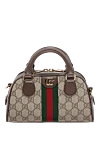 Gucci Сумка из кожи коричневая женская - позолоченная фурнитура, контрастная полоска, металлический логотип. молния. натуральная кожа, текстиль. Страна производитель: Италия. Уход: специализированная чистка - фото 1