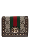 Gucci Портмоне из кожи коричневое женское - контрастные полосы, позолоченные металлические детали. 100% натуральная кожа. Страна производитель: Италия. Уход: специализированная чистка - фото 1