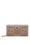 Gucci Pink textile and leather purse for women - logo, gold-plated metal details. 70% textile, 30% genuine leather. Country of manufacture: Italy. Care: specialized cleaning - photo 1