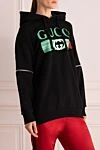 Gucci Худі з бавовни чорний жіночий - вшитий капюшон, принт логотипу спереду. 100% бавовна. Країна виробник: Италия. Догляд: спеціалізоване чищення - фото 3