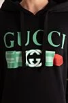 Gucci Худі з бавовни чорний жіночий - вшитий капюшон, принт логотипу спереду. 100% бавовна. Країна виробник: Италия. Догляд: спеціалізоване чищення - фото 5