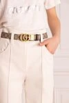 Brown leather belt for women Gucci - Decoration: gold-plated buckle with logo. 100% genuine leather. buckle. Country of manufacture: Italy. Care: specialized cleaning - photo 2