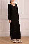Brunello Cucinelli Black cashmere and silk dress for women - zipper. 84% cashmere, 16% silk. Country of manufacture: Italy. Care: specialized cleaning - photo 3