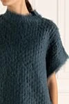 Brunello Cucinelli Жилет зеленый женский - фактурная вязка, полоска монили вокруг горловины. 81% мохер, 11% полиамид, 8% шерсть. Страна производитель: Италия. Уход: специализированная чистка - фото 5