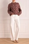 Pink cashmere jumper for women Brunello Cucinelli - textured knitwear. 100% cashmere. Country of manufacture: Italy. Care: specialized cleaning - photo 2