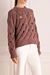 Brunello Cucinelli Pink cashmere jumper for women - textured knitwear. 100% cashmere. Country of manufacture: Italy. Care: specialized cleaning - photo 3