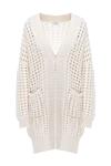 Brunello Cucinelli Cashmere and silk cardigan for women white - mesh cut. two pockets. 90% cashmere, 10% silk. button. Country of manufacture: Italy. Care: specialized cleaning - photo 1