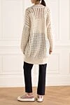 Cashmere and silk cardigan for women white Brunello Cucinelli - mesh cut. two pockets. 90% cashmere, 10% silk. button. Country of manufacture: Italy. Care: specialized cleaning - photo 4
