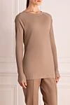Brunello Cucinelli Beige cotton jumper for women - 100% cotton. Country of manufacture: Italy. Care: specialized cleaning - photo 3