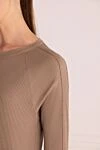 Brunello Cucinelli Beige cotton jumper for women - 100% cotton. Country of manufacture: Italy. Care: specialized cleaning - photo 5