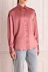 Brunello Cucinelli Silk shirt pink for women - contrasting buttons. buttons. 96% silk, 4% elastane. Country of manufacture: Italy. Care: specialized cleaning - photo 3