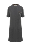 Brunello Cucinelli Gray cashmere dress for women - Decoration: contrast stripe around the neck, decorative chest pocket. 100% cashmere. Country of manufacture: Italy. Care: specialized cleaning - photo 1