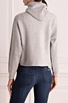 Hoodie gray women's Brunello Cucinelli - sewn hood. 60% wool, 30% cashmere, 10% silk. Country of manufacture: Italy. Care: specialized cleaning - photo 4