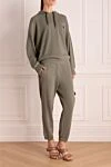 Brunello Cucinelli Green cotton walking suit for women - sewn hood. one breast pocket, three trouser pockets. 100% cotton. Country of manufacture: Italy. Care: specialized cleaning - photo 3