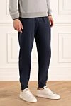 Brunello Cucinelli Blue cotton and polyamide pants for men - 93% cotton, 7% polyamide. Country of manufacture: Italy. Care: specialized cleaning - photo 3