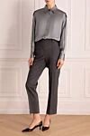 Gray pants for women Brunello Cucinelli - two pockets. 64% cotton, 27% wool, 9% polyamide. elastic belt. Country of manufacture: Italy. Care: specialized cleaning - photo 2