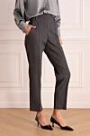 Brunello Cucinelli Gray pants for women - two pockets. 64% cotton, 27% wool, 9% polyamide. elastic belt. Country of manufacture: Italy. Care: specialized cleaning - photo 3