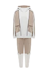 Brunello Cucinelli White cotton walking suit for women - contrasting inserts, sewn hood. four pockets. 100% cotton. zipper. Country of manufacture: Italy. Care: specialized cleaning - photo 1
