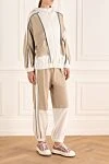 Brunello Cucinelli White cotton walking suit for women - contrasting inserts, sewn hood. four pockets. 100% cotton. zipper. Country of manufacture: Italy. Care: specialized cleaning - photo 3